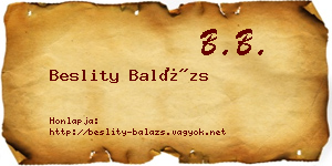 Beslity Balázs névjegykártya